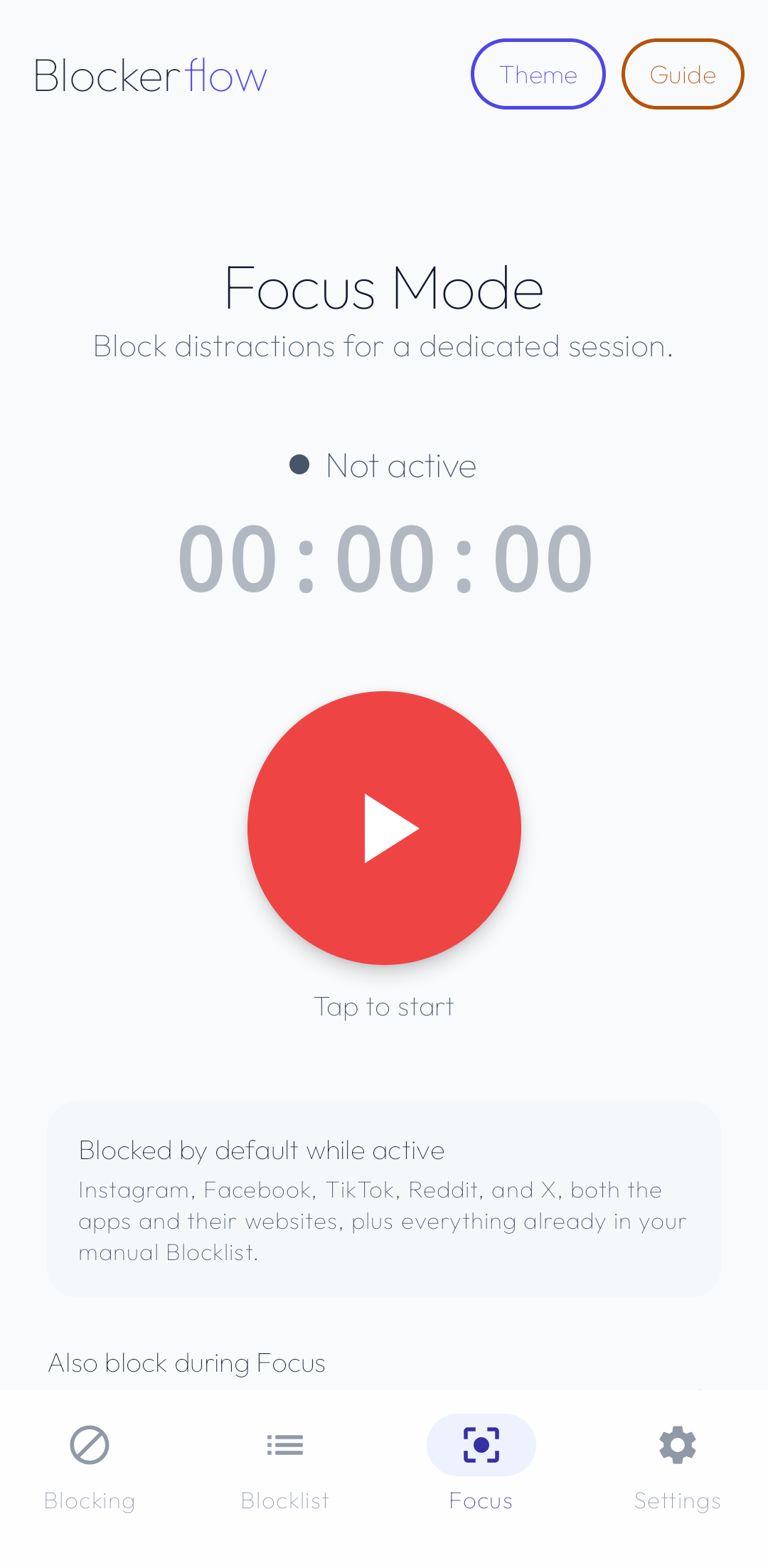 Start a Focus Mode session screenshot